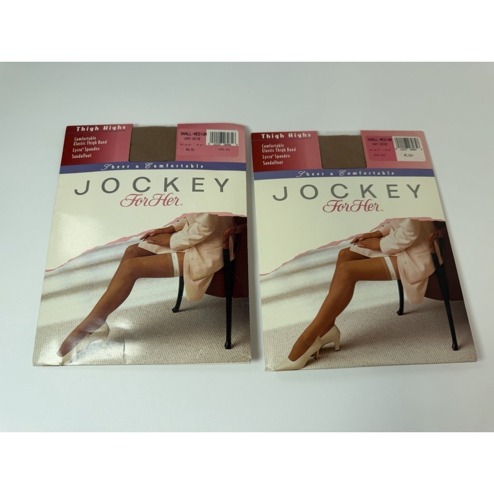 Jockey Her‎ Thigh High Sheer Warm Beige Small Medium Lot Of 2